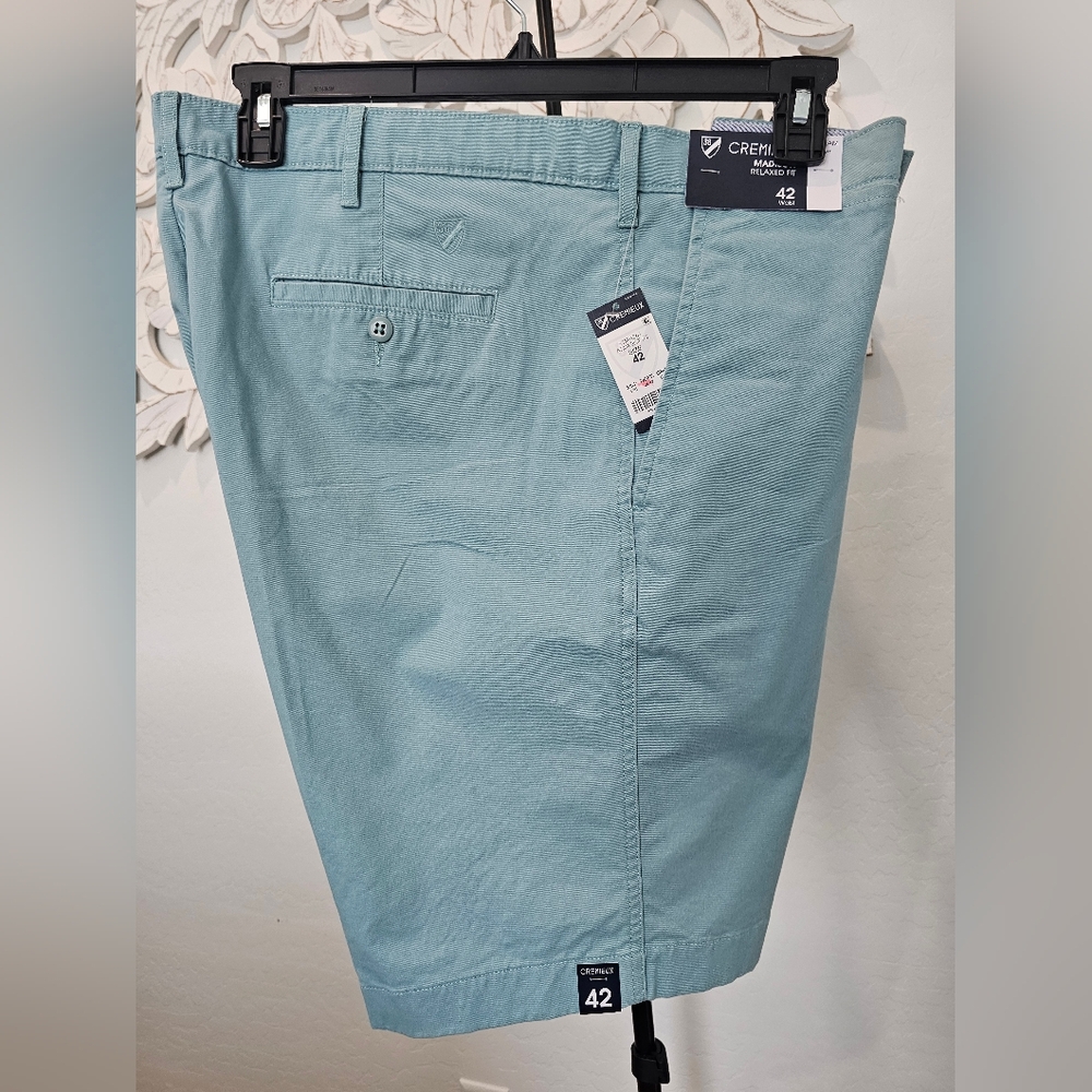 Daniel Cremieux Seafoam/Mint Green Flat-Front Cotton Blend Shorts Men's Sz 42×9"
